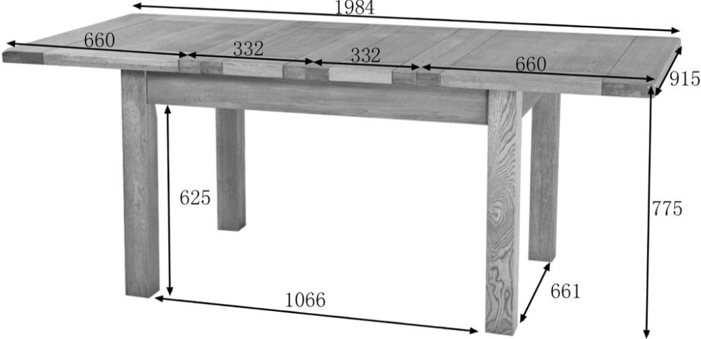 Kent Oak 4-6 Seater Extending Dining Table - 123.6cm-198.4cm