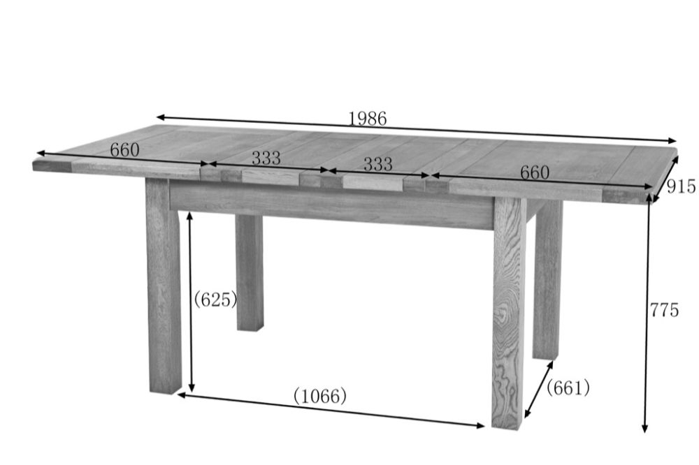 Kent Oak 4-6 Seater Extending Dining Table - 123.6cm-198.4cm