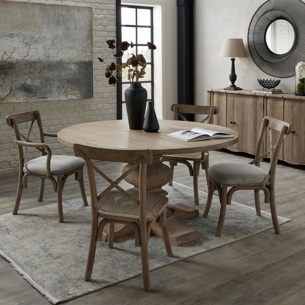 Copgrove Round Dining Table - 6 Seater - 150cm - Pedestal - Wooden