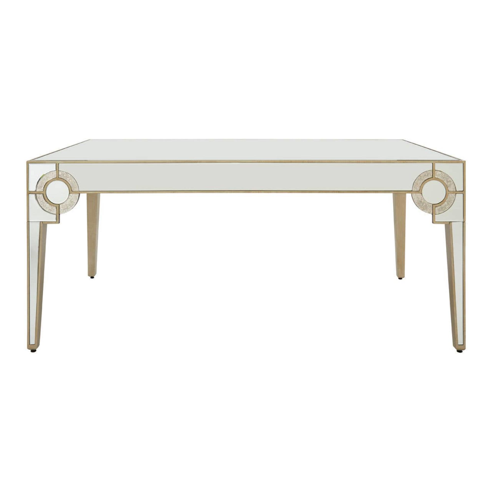 Knightsbridge Dining Table - 6 Seater - 180cm - Mirrored with Gold Trim