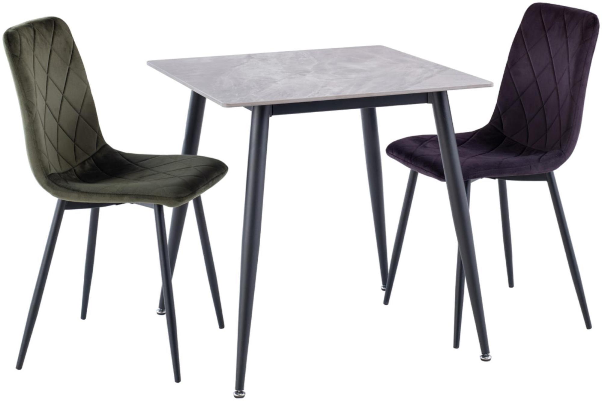 Lavina Dining Table - 2 Seater - 75cm - Square - Rebecca Grey Sintered Stone