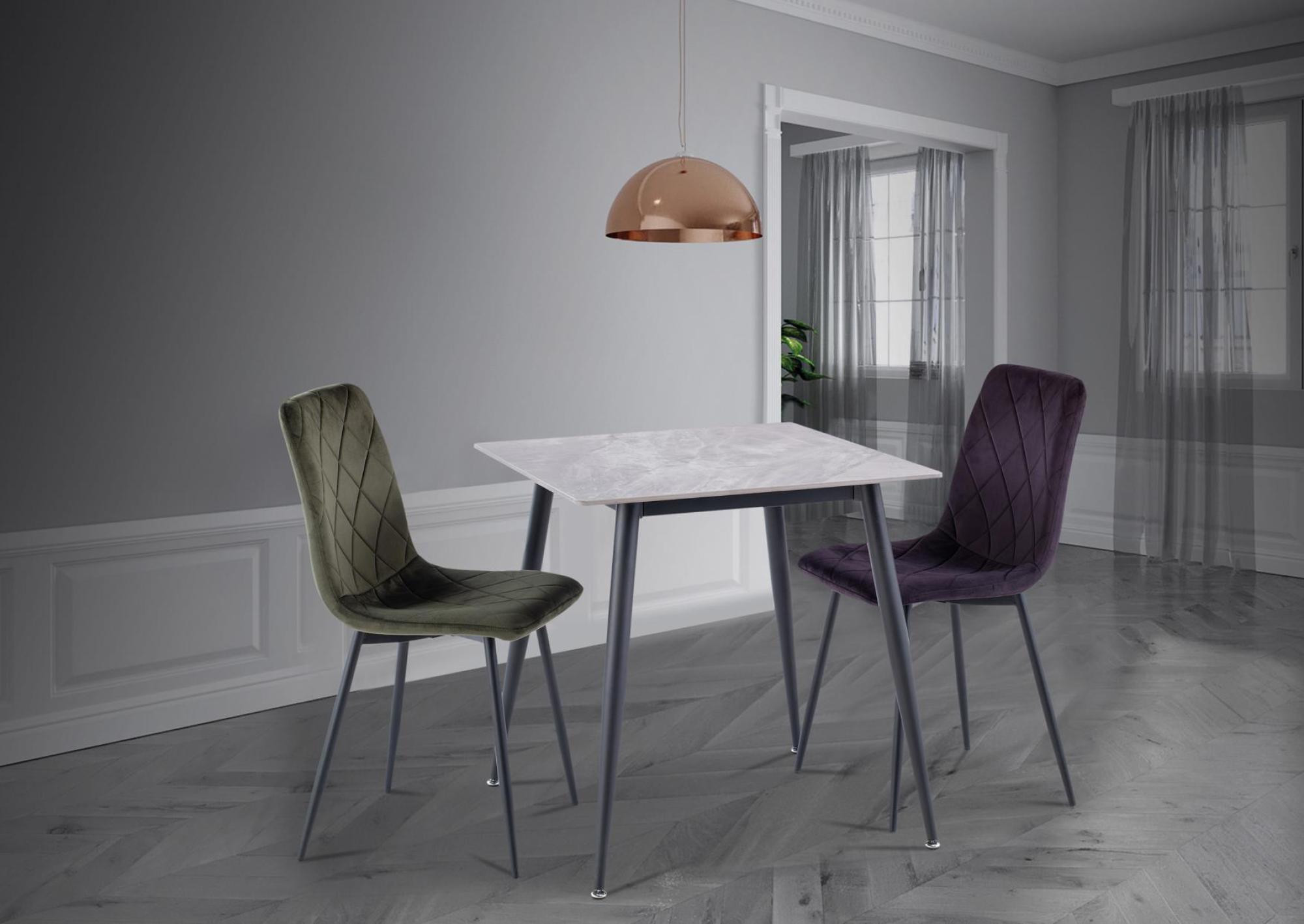 Lavina Dining Table - 2 Seater - 75cm - Square - Rebecca Grey Sintered Stone