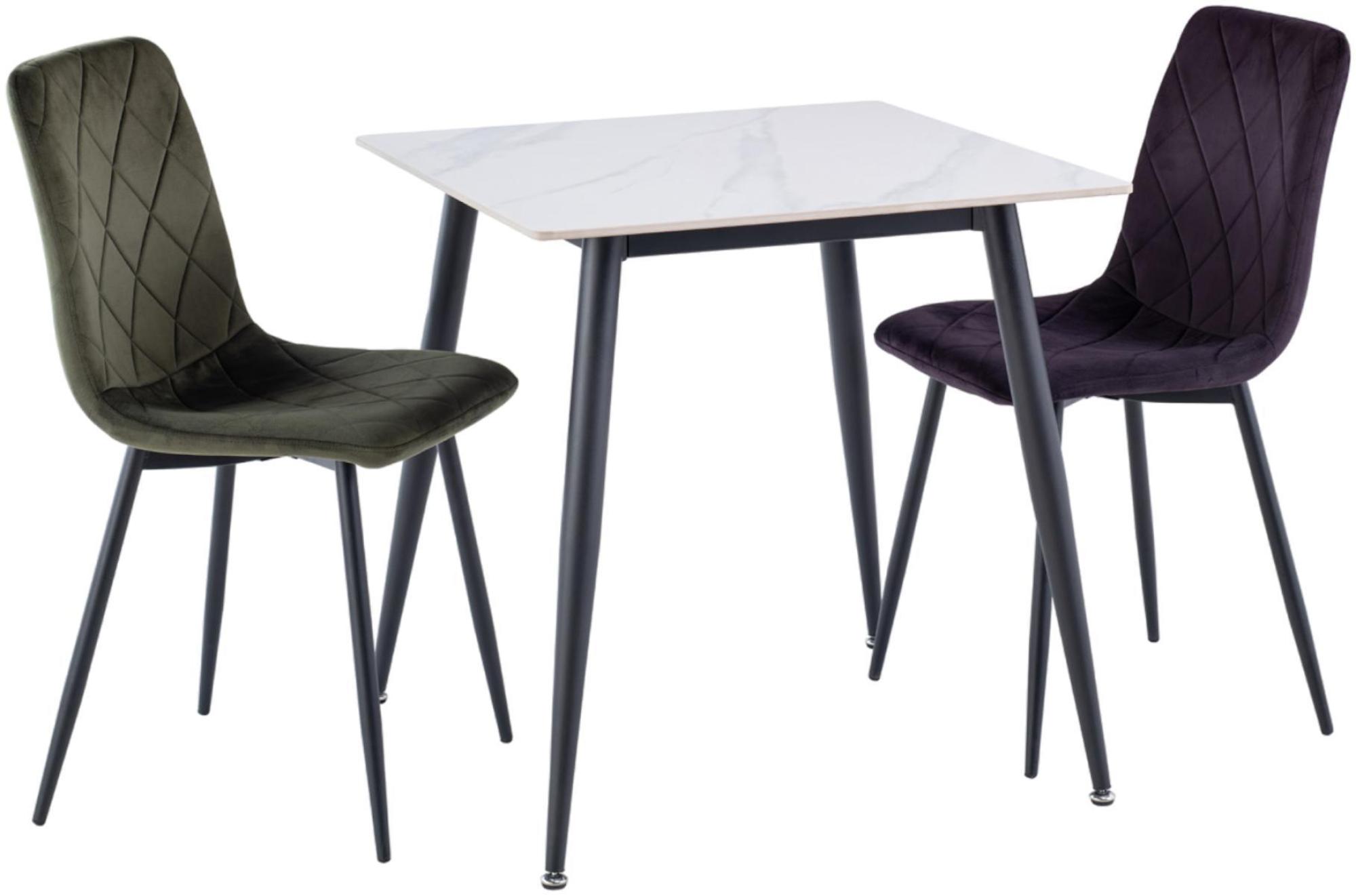 Lavina Dining Table - 2 Seater - 75cm - Square - White Sintered Stone