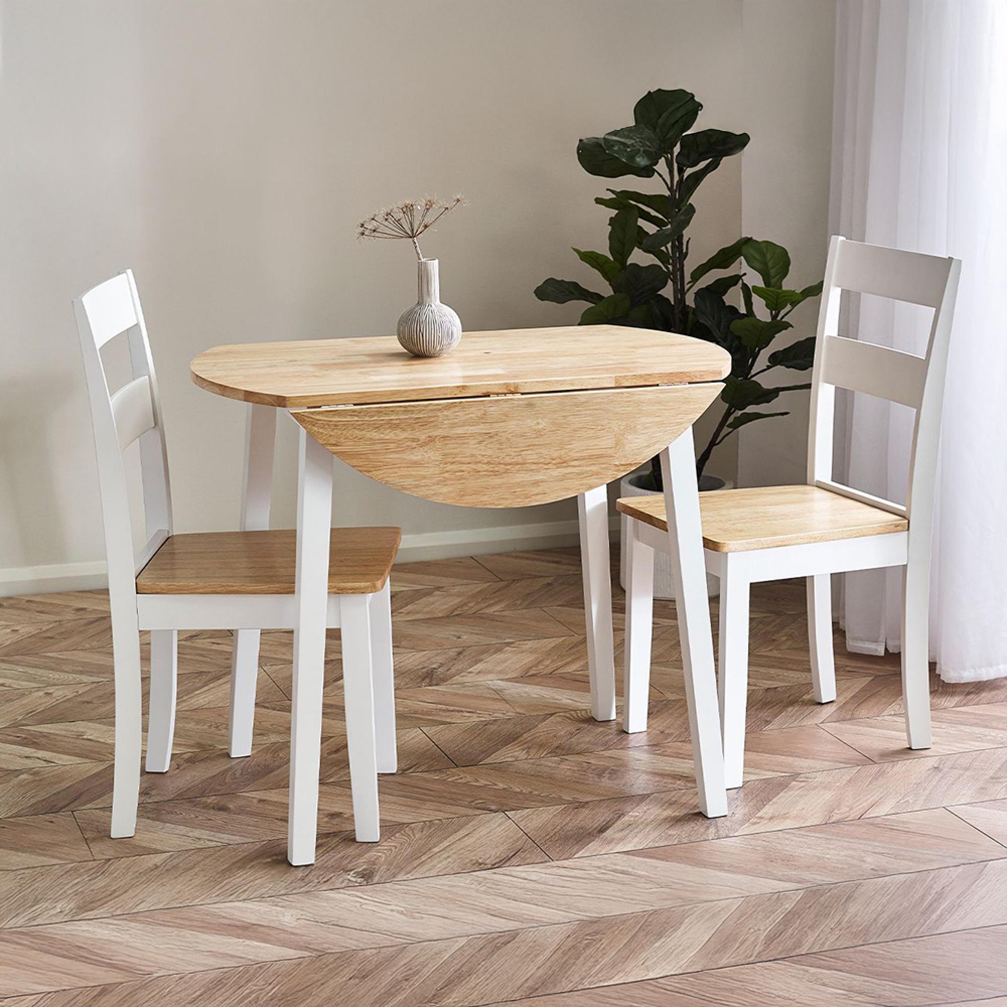 Linwood Drop Leaf Dining Table - 55cm-75.5cm - 2-4 Seater - Round - White Painted