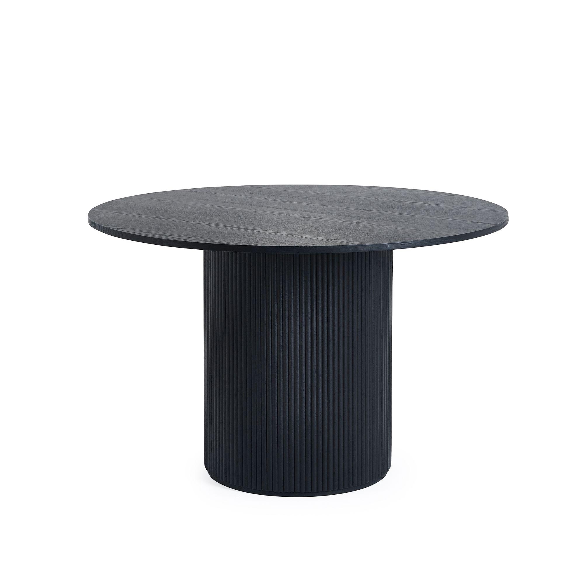Louis Dining Table - 120cm - 4 Seater - Round - Black - Fluted Base