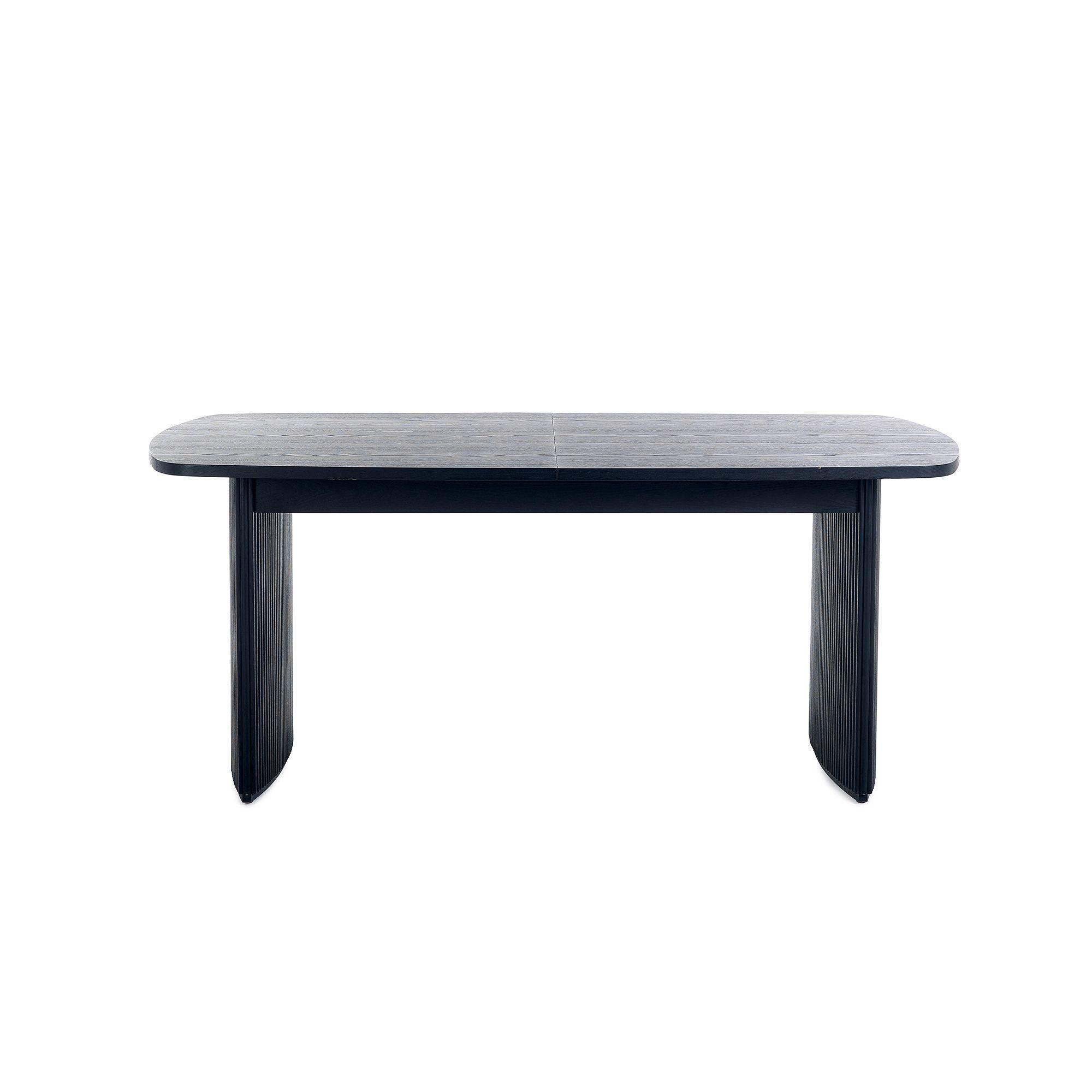 Louis Extending Dining Table - 180cm-220cm - 8 Seater - Black - Fluted Base
