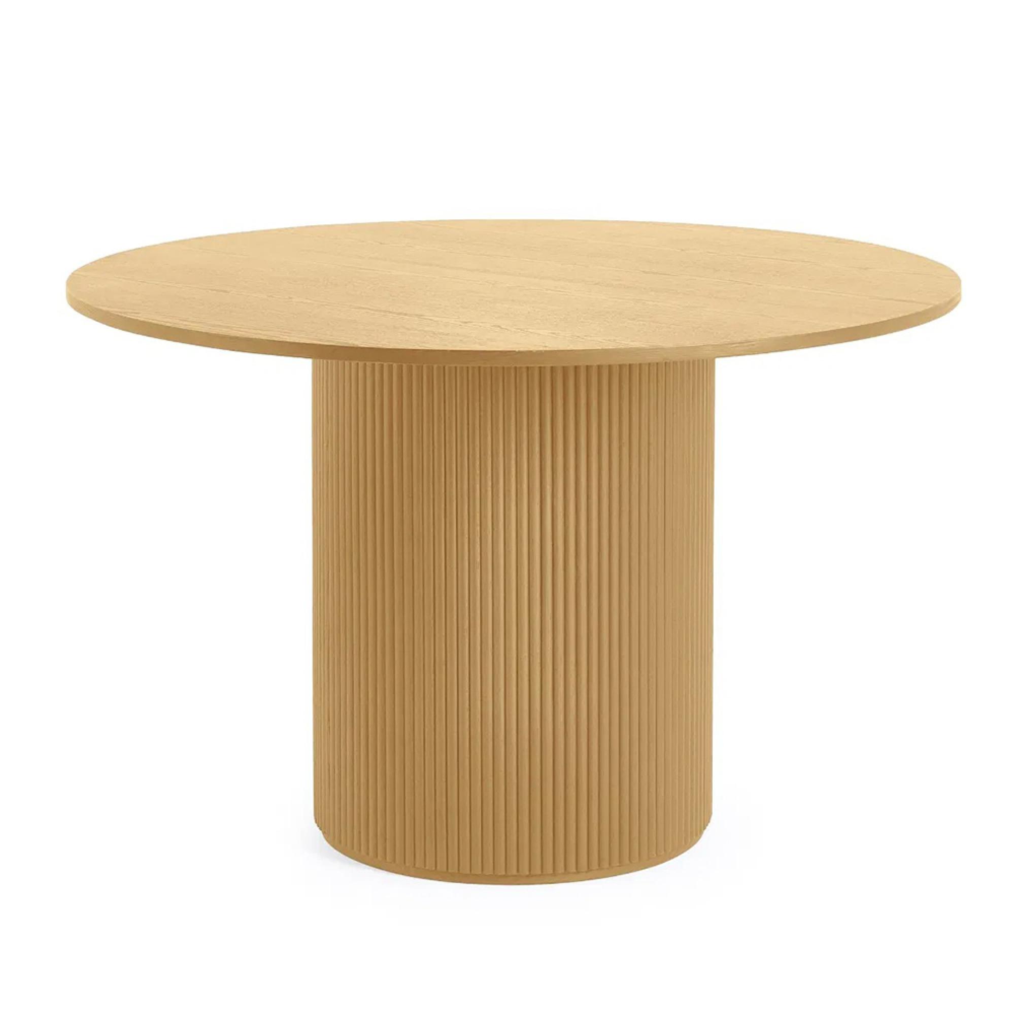 Louis Dining Table - 120cm - 4 Seater - Round Pedestal - Light Oak Effect - Fluted Base