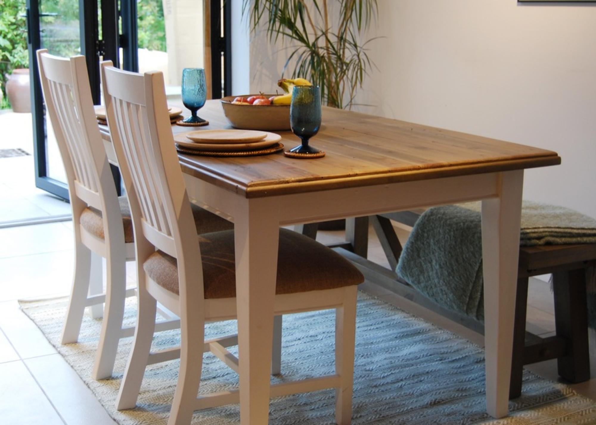 Lulworth White Reclaimed Pine 140cm Dining Table - 6 Seater