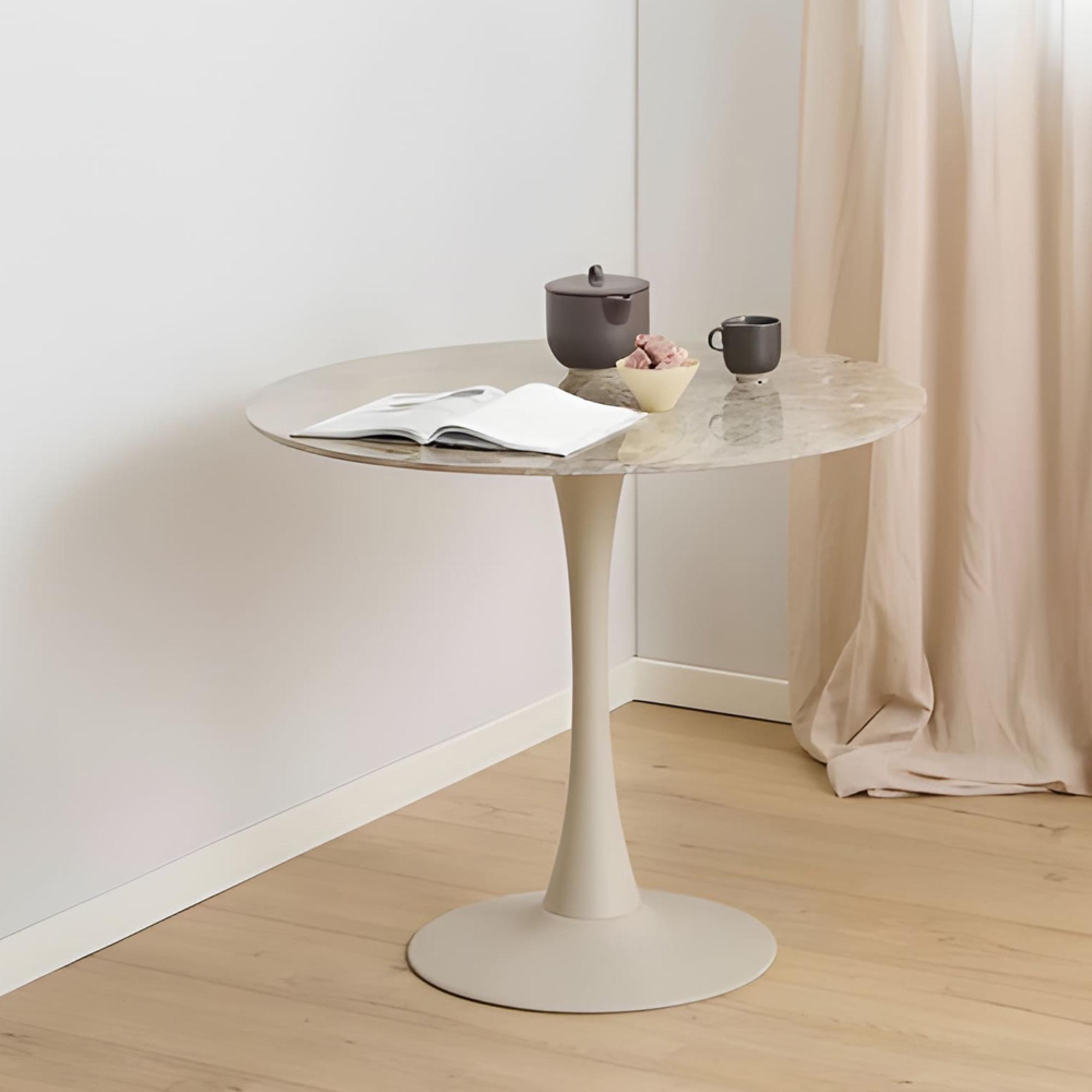 Malta Round Dining Table - 2 Seater - 90cm - Brown and Grey Ceramic