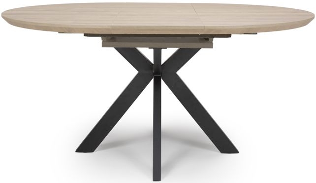 Manhattan Extending Dining Table - Oak - 4-6 Seater - 120cm-160cm - Oval - Black Spider Legs Base