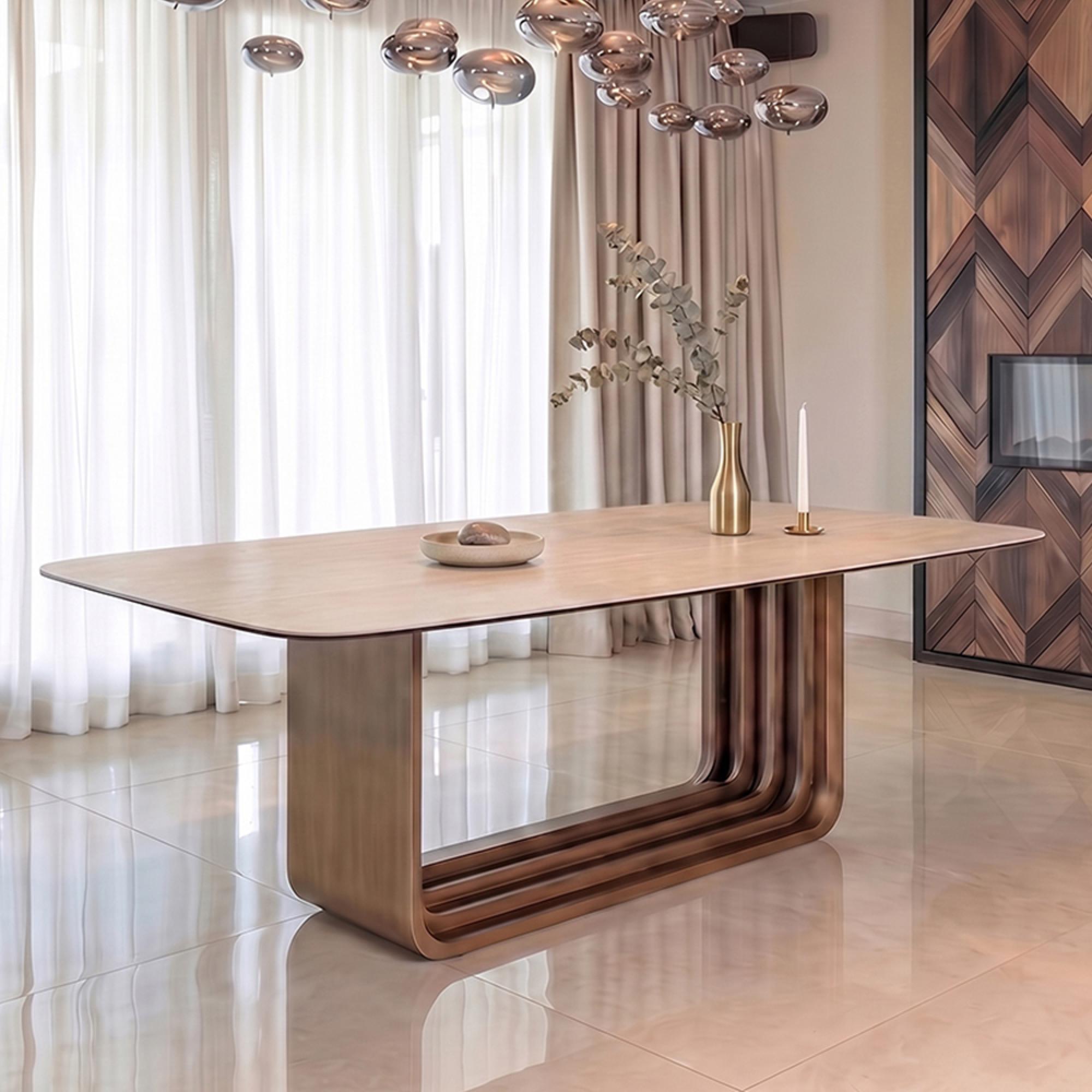 Maxfield Dining Table - 200cm - 8 Seater - Beige - Ceramic