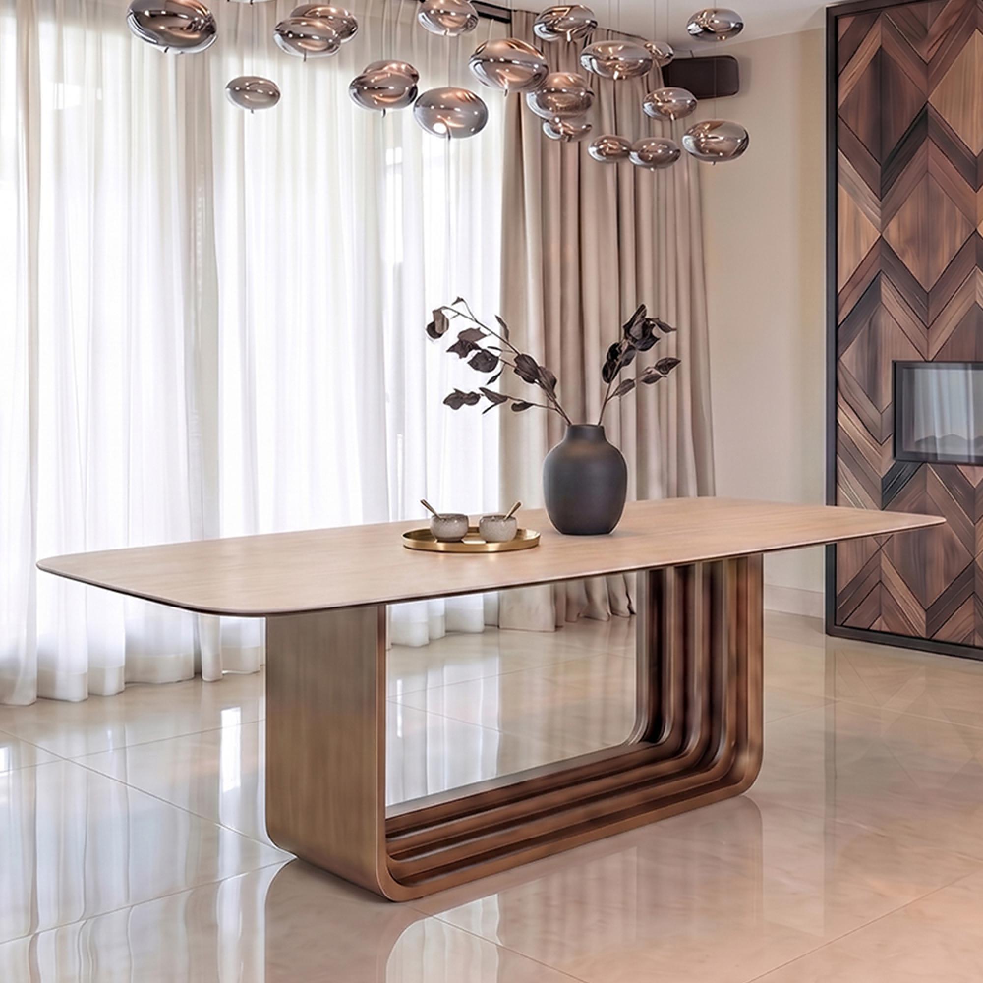 Maxfield Dining Table - 230cm - 10 Seater - Beige - Ceramic