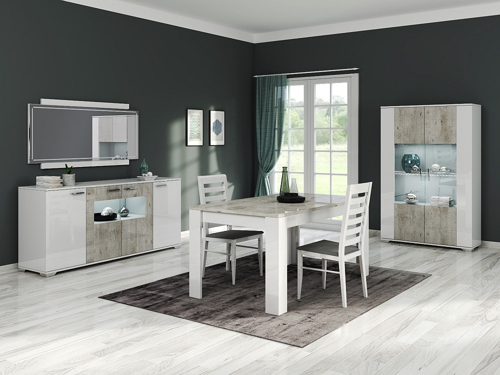 Messina White and Grey 6 Seater Dining Table