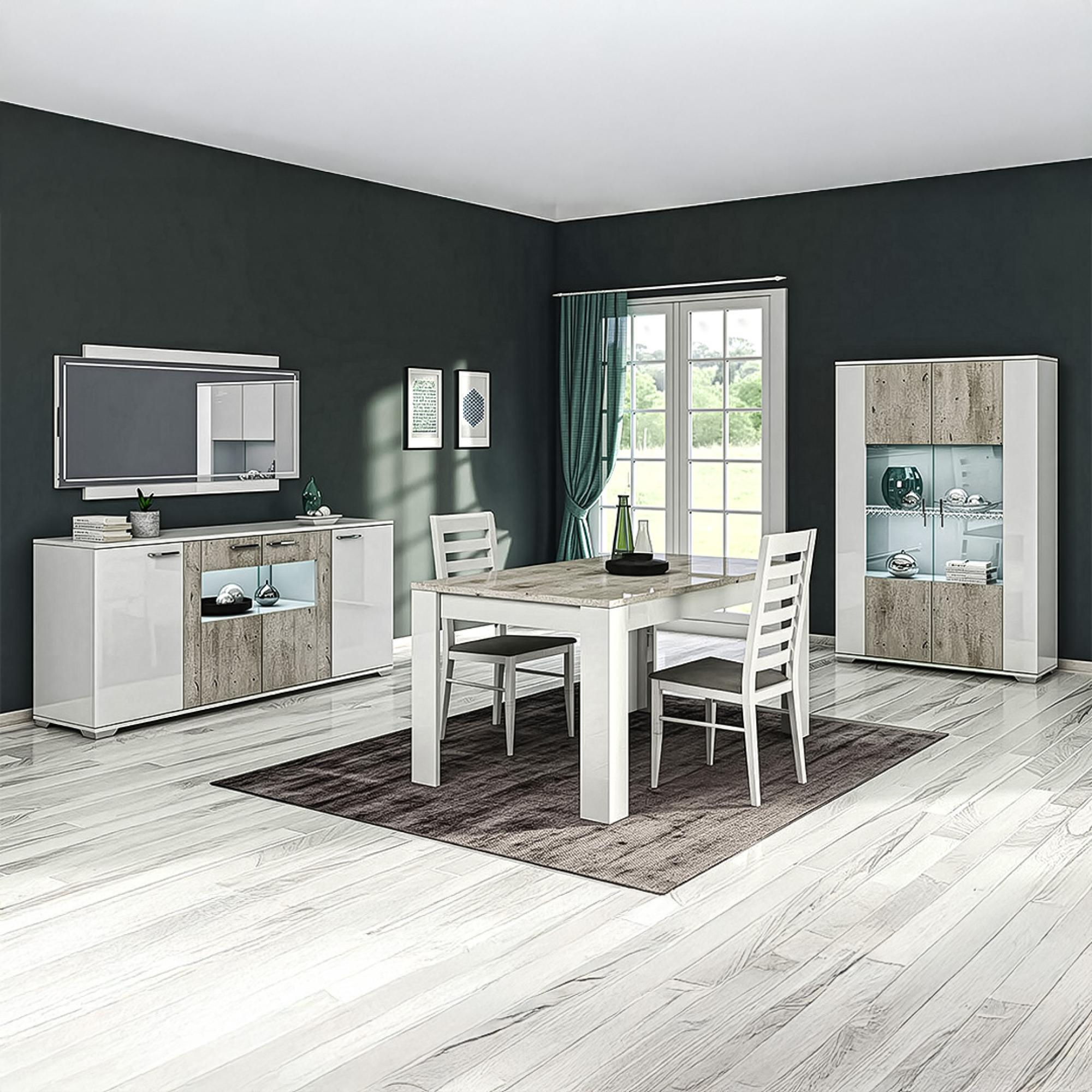 Messina White and Grey 6 Seater Dining Table