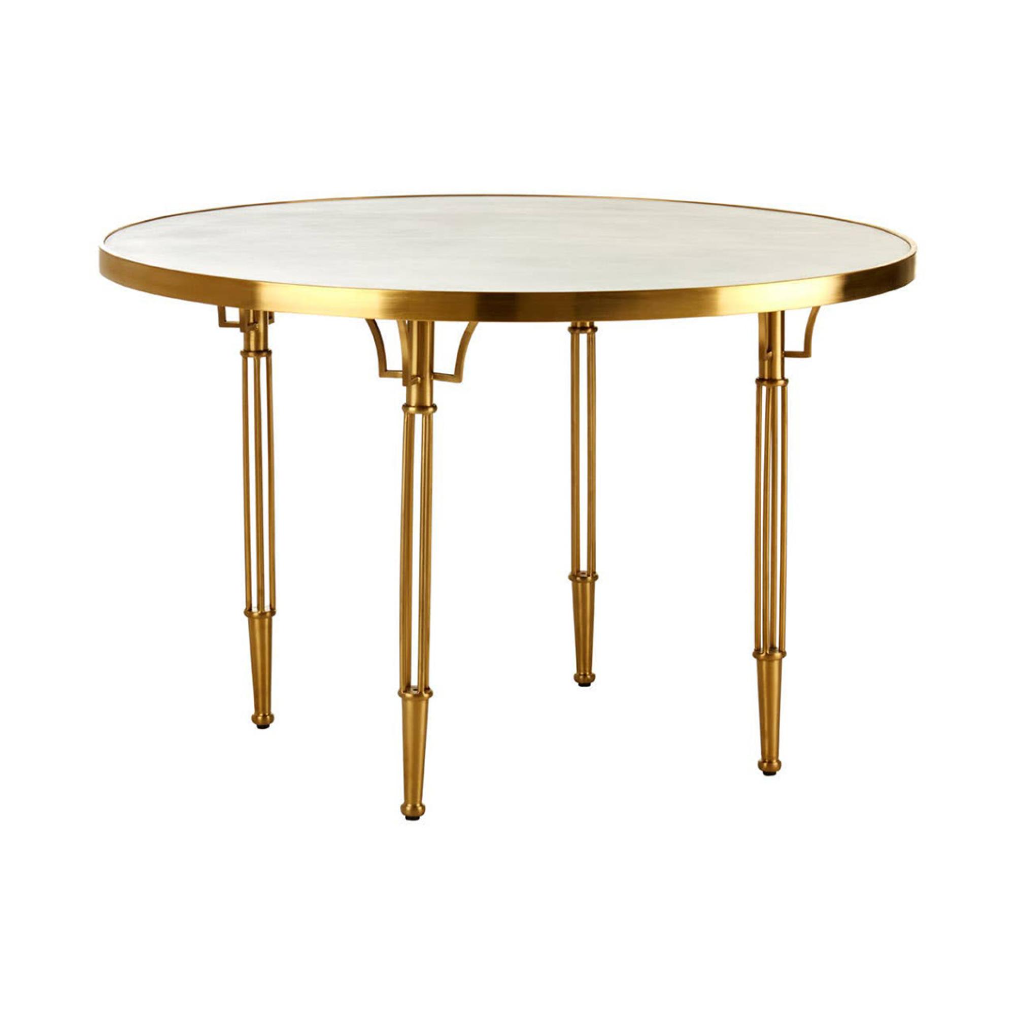 Modica Dining Table - 4 Seater - 120cm - Round - White Concrete with Gold Base