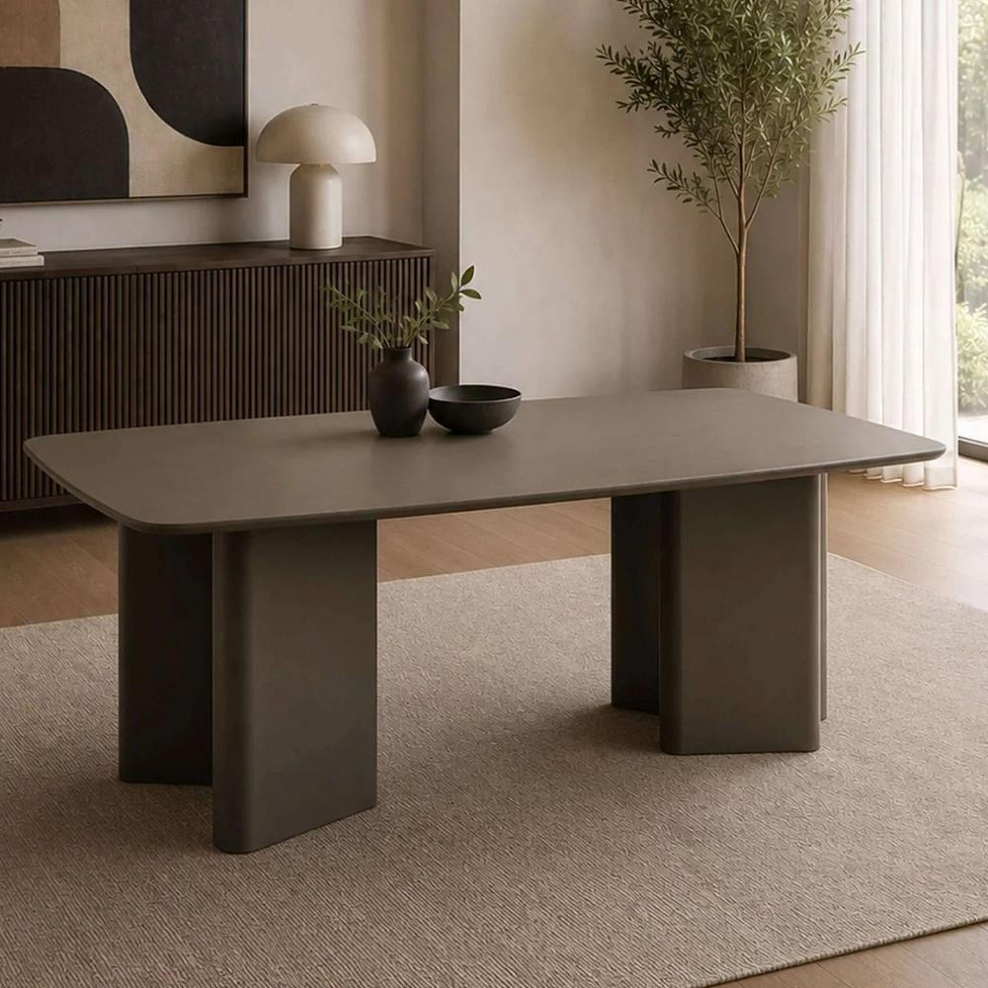 Moro Dining Table - 200cm - 8 Seater - Matt Chocolate Brown - Wood