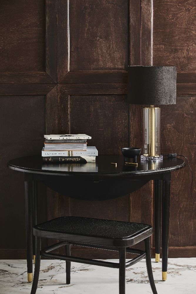 AHR Dining Table - 6 Seater - 119cm - Round - Drop Leaf - Black - Mango Wood