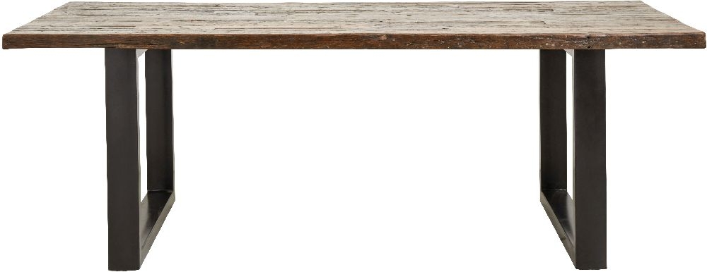 Vintage Wood and Metal Dining Table - 6 Seater