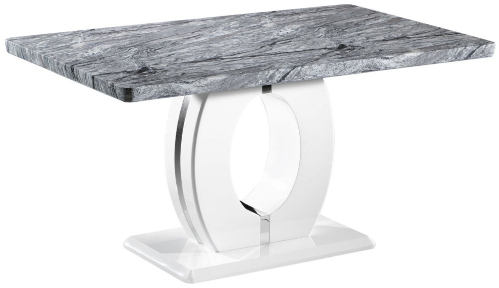 Neptune Dining Table - 6 Seater - 150cm - Grey Marble Effect