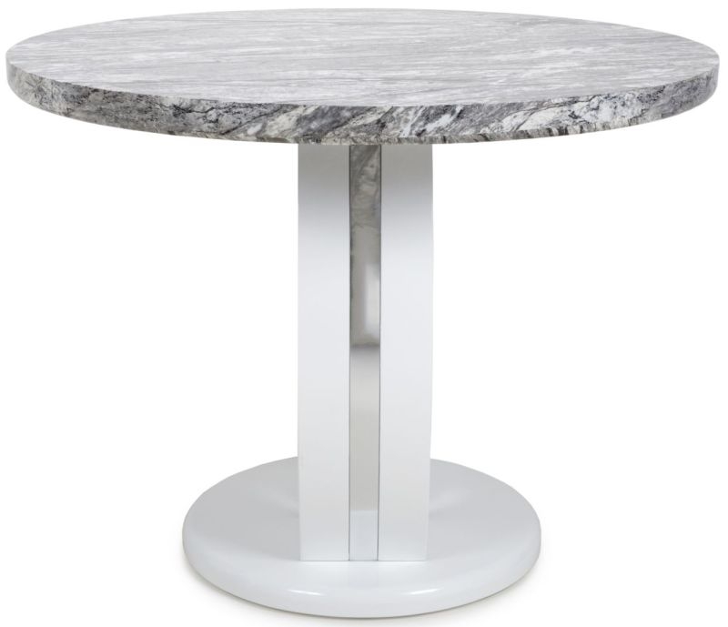 Neptune Dining Table - 4 Seater - 100cm - Round - Grey Marble Effect
