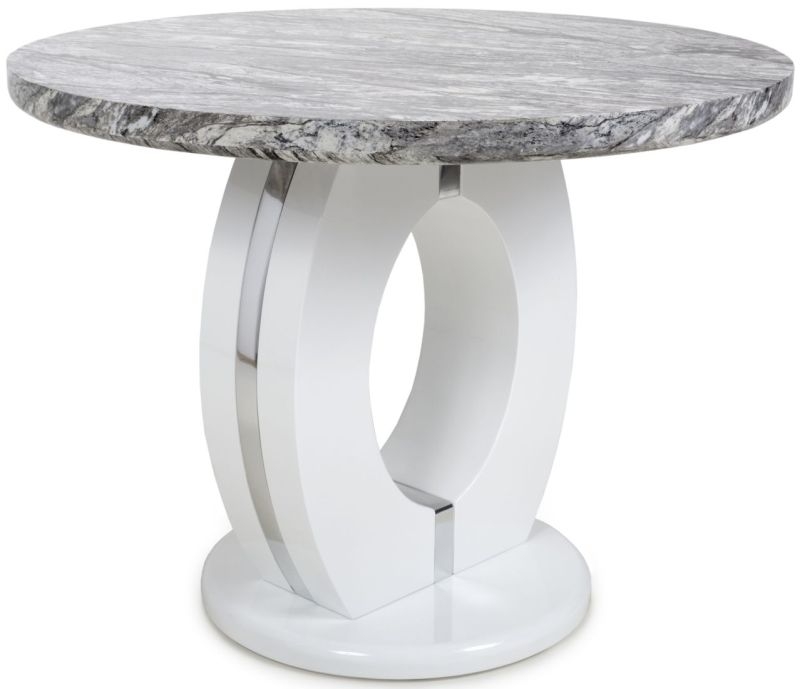 Neptune Dining Table - 4 Seater - 100cm - Round - Grey Marble Effect