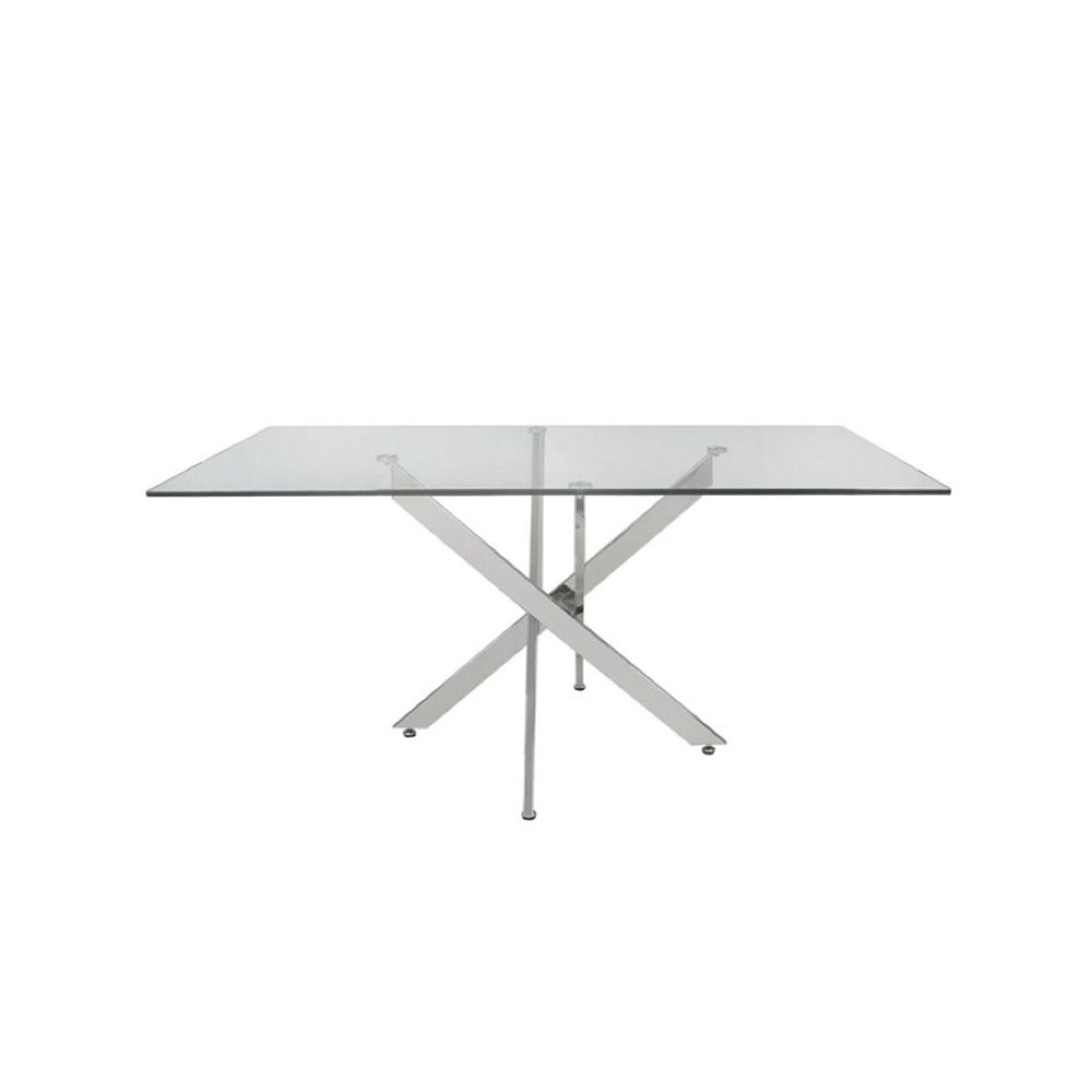 Nova Dining Table - 6 Seater - 160cm - Glass and Chrome Intersected Legs