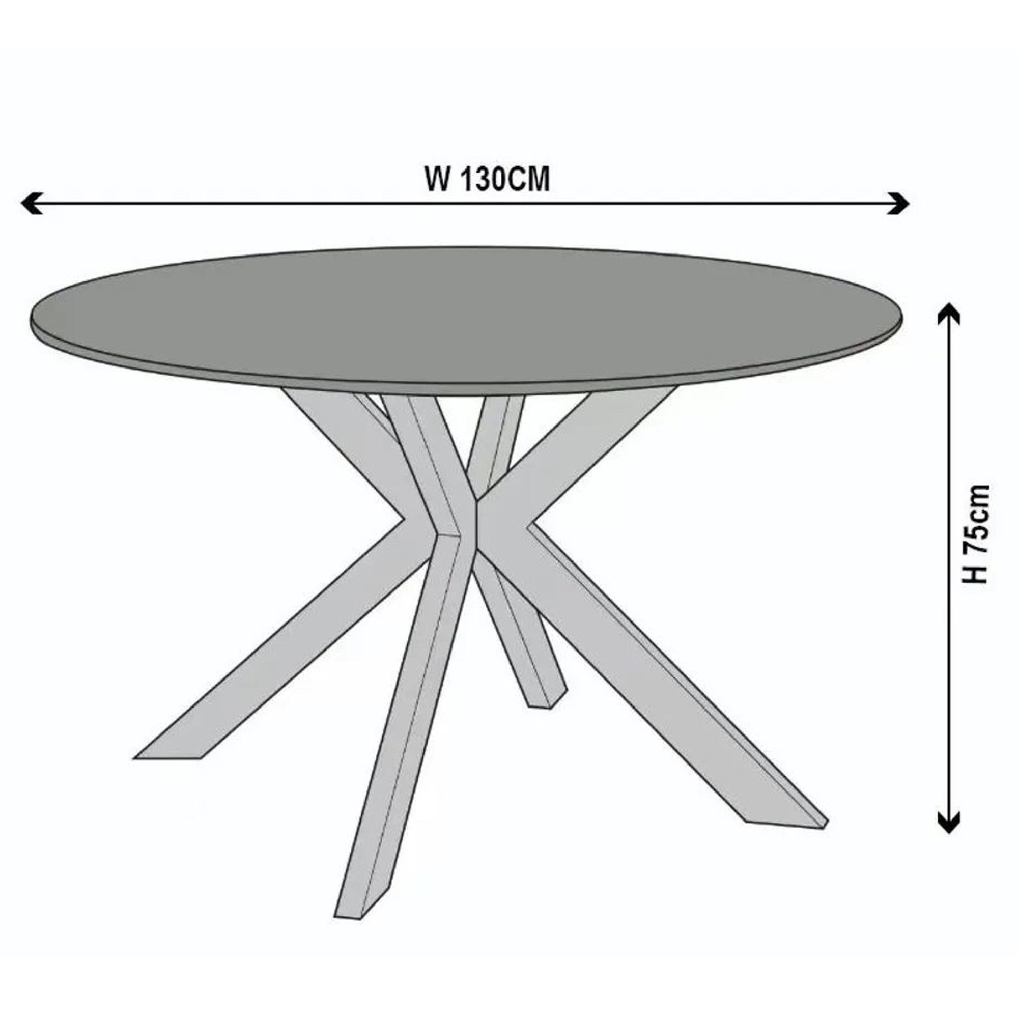 Novara Round Dining Table - 4 Seater - 130cm - Grey Ceramic - Black Star Base