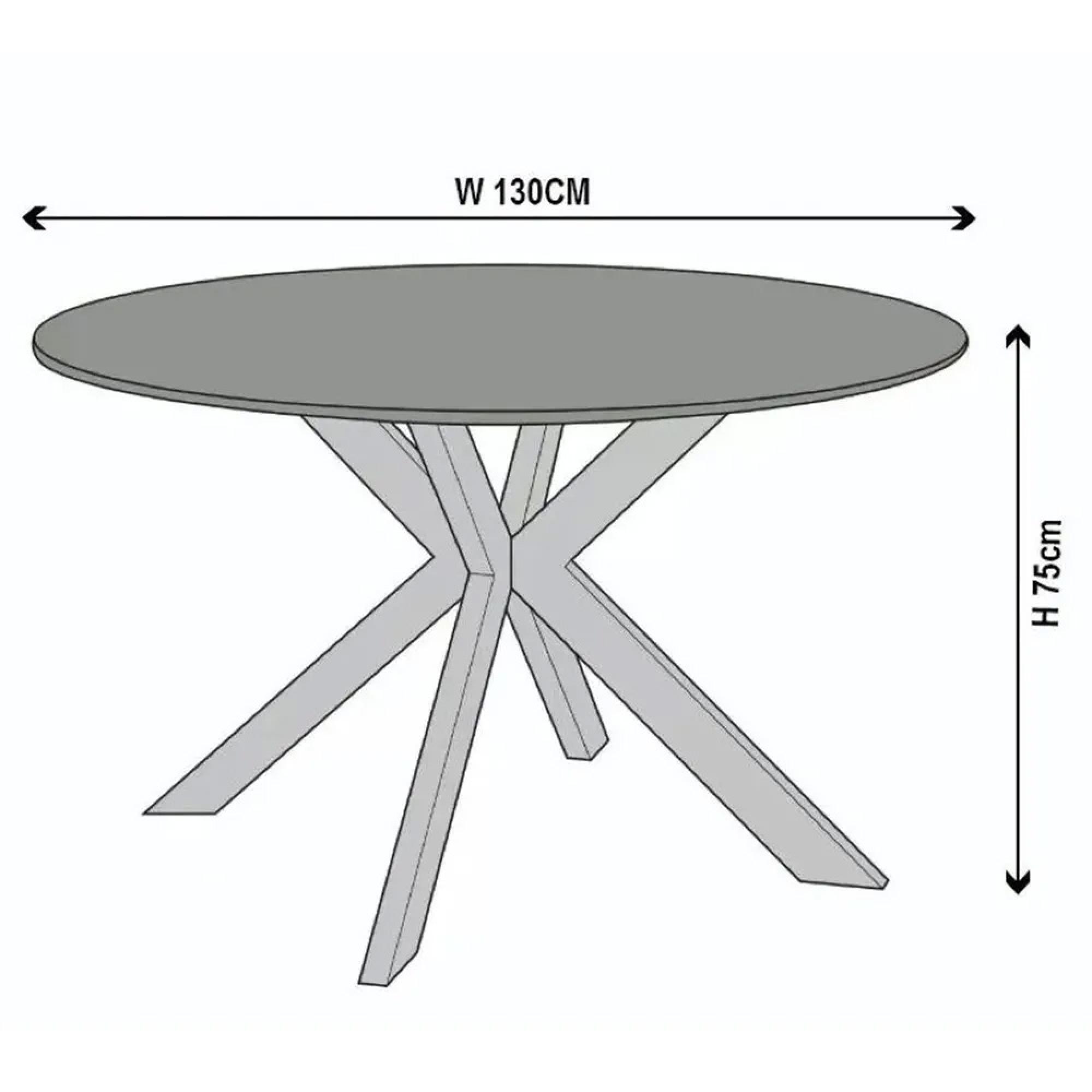 Novara Round Dining Table - 4 Seater - 130cm - White Ceramic - Black Star Base