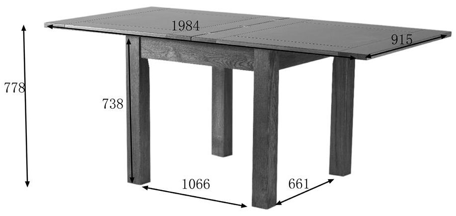 Originals Rustic Oak 2 Seater Flip Top Extending Dining Table