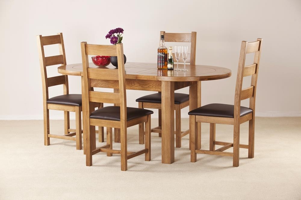 Originals Rustic Oak Oval Large 4-6 Seater Extending Dining Table - 131.5cm-166.5cm