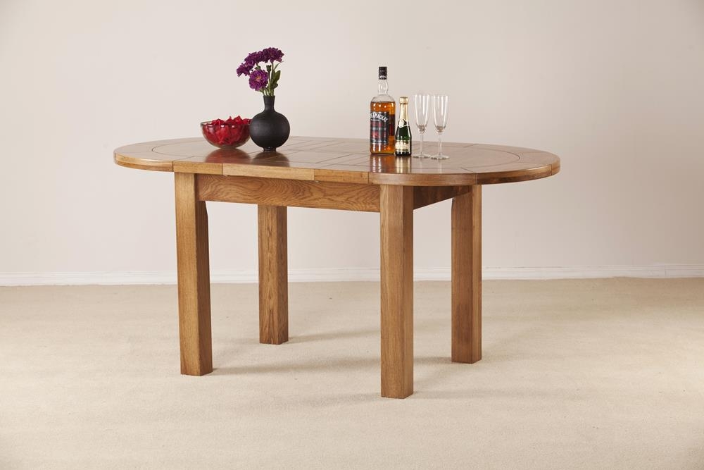 Originals Rustic Oak Oval Large 4-6 Seater Extending Dining Table - 131.5cm-166.5cm