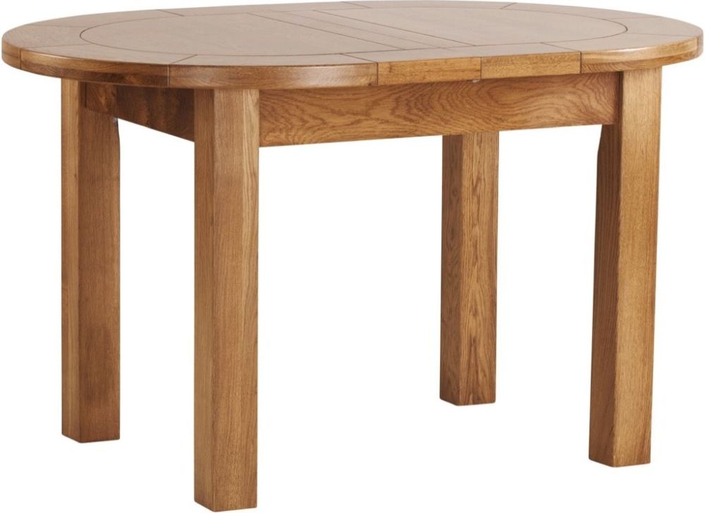 Originals Rustic Oak Oval Large 4-6 Seater Extending Dining Table - 131.5cm-166.5cm