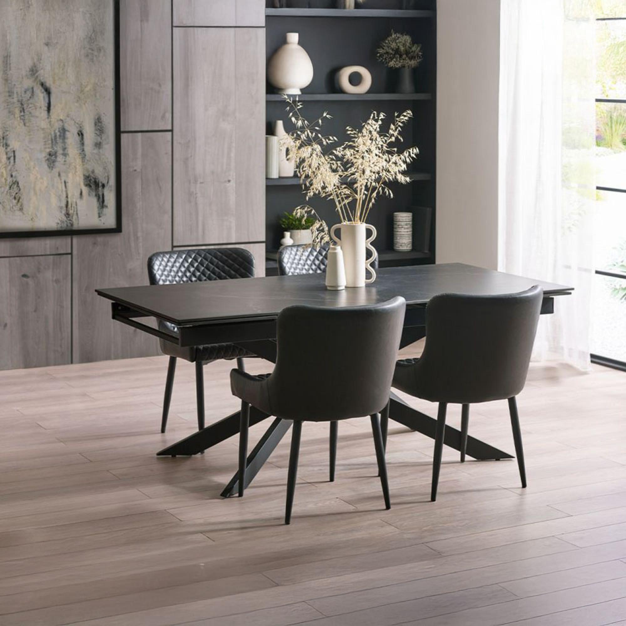 Osaka Extending Dining Table - 6-10 Seater - 160cm-260cm - Black Ceramic