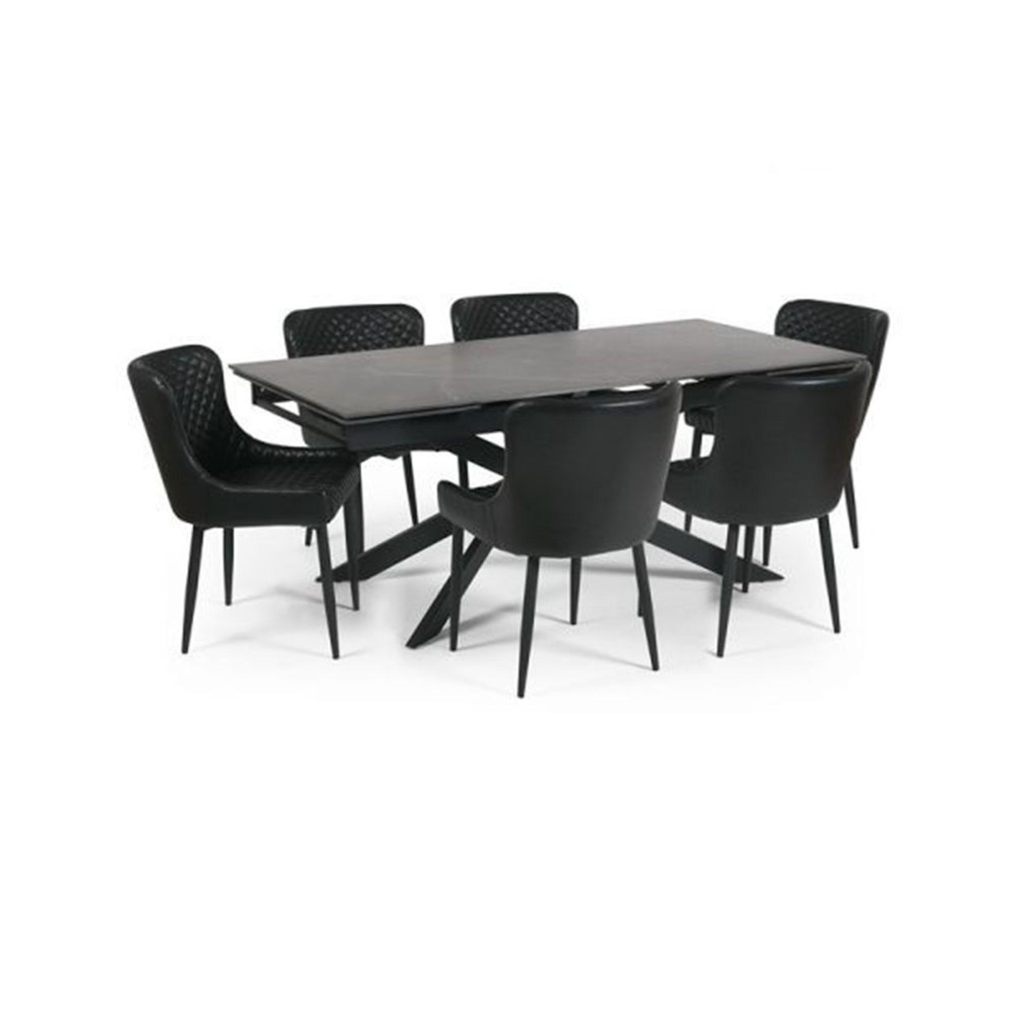 Osaka Extending Dining Table - 6-10 Seater - 160cm-260cm - Black Ceramic