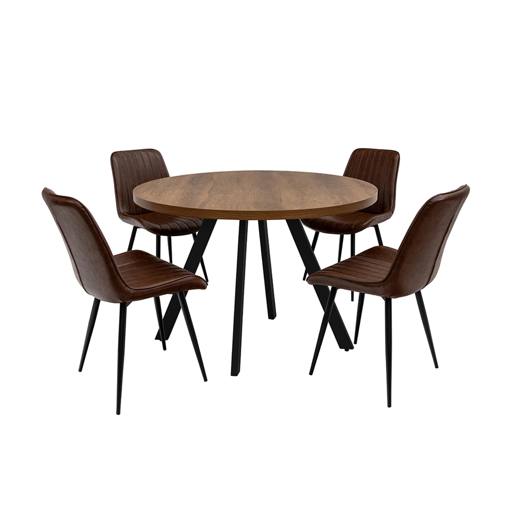 Panama Dining Table - 4 Seater - 110cm - Round - Dark Oak
