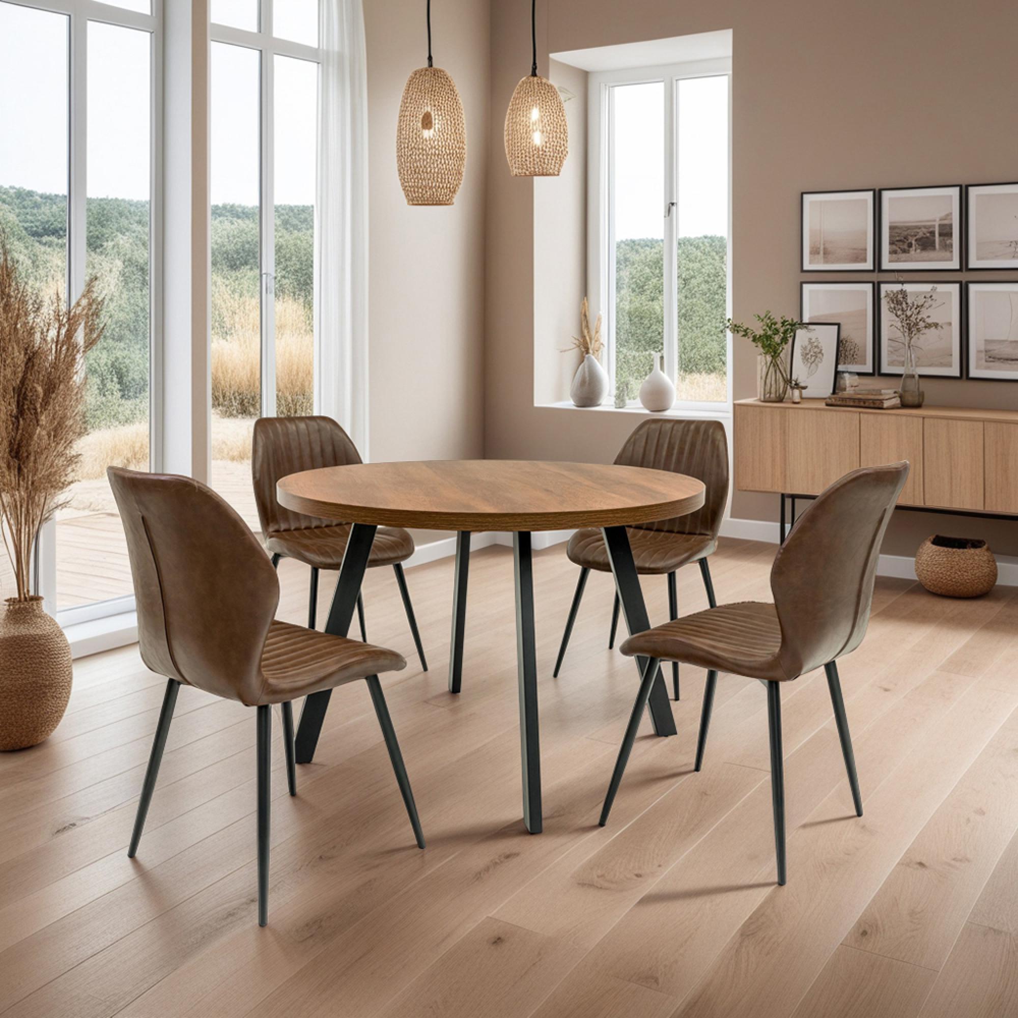 Panama Dining Table - 4 Seater - 110cm - Round - Dark Oak