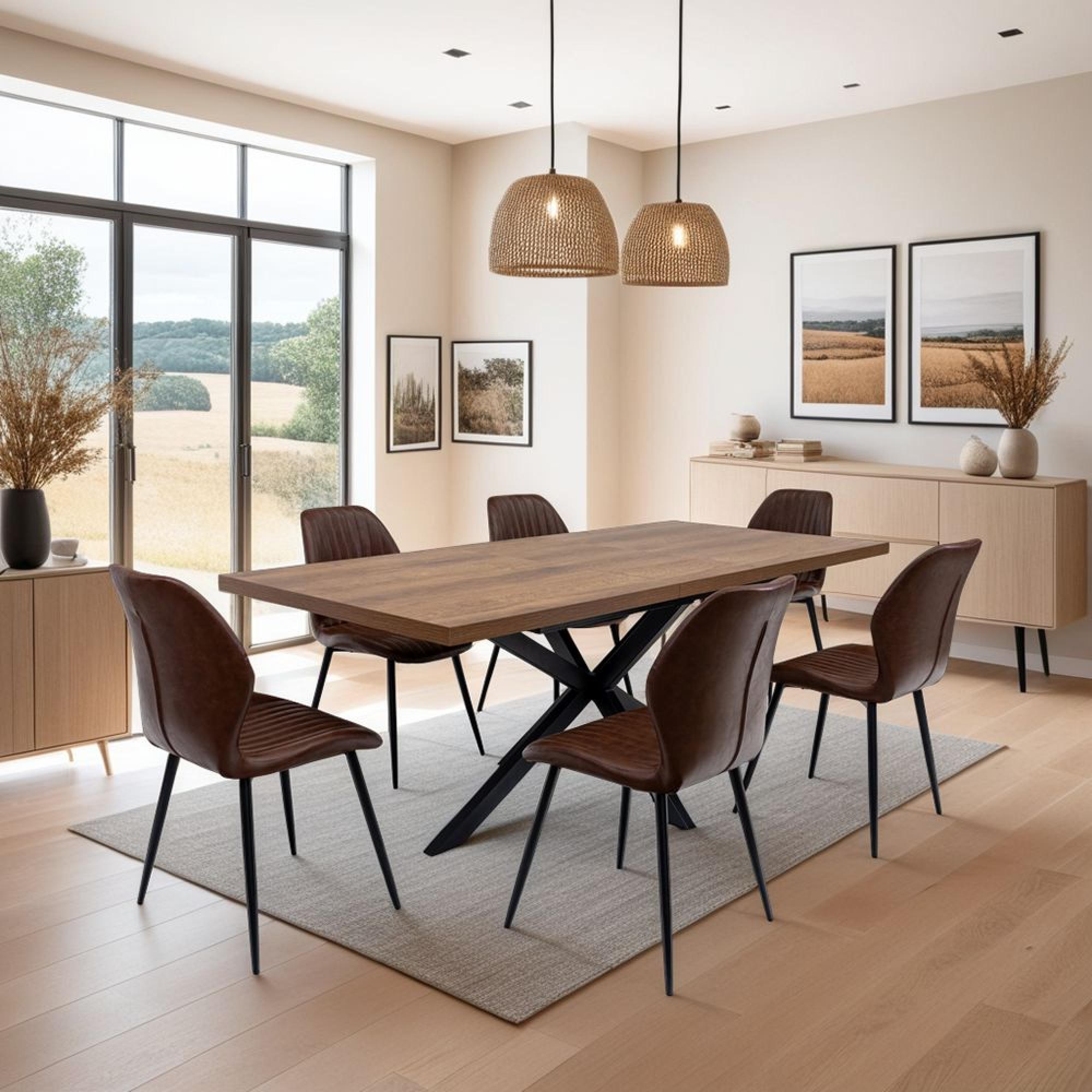 Panama Extending Dining Table - 6-8 Seater - 160cm-200cm - Spider Legs - Dark Oak