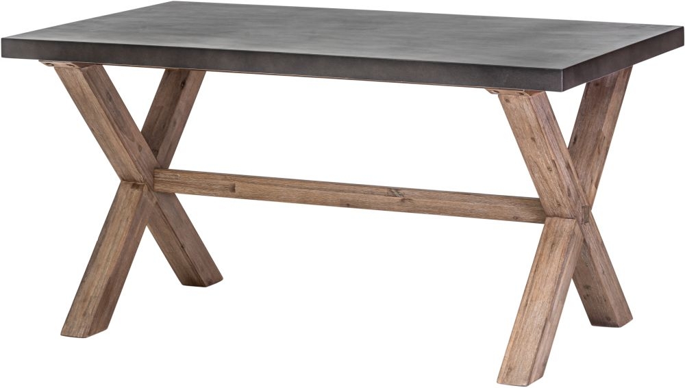 Pimlico Acacia Wood and Concrete Top 150cm X Leg Dining Table - 6 Seater