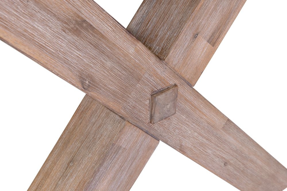 Pimlico Acacia Wood and Concrete Top 150cm X Leg Dining Table - 6 Seater