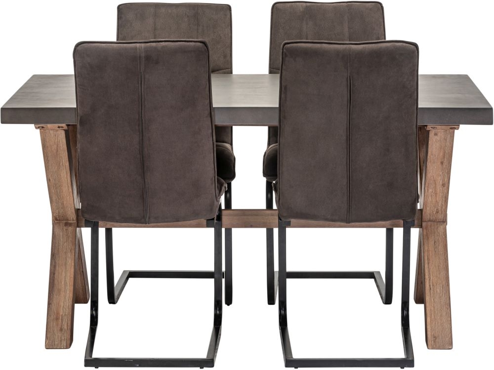 Pimlico Acacia Wood and Concrete Top 150cm X Leg Dining Table - 6 Seater