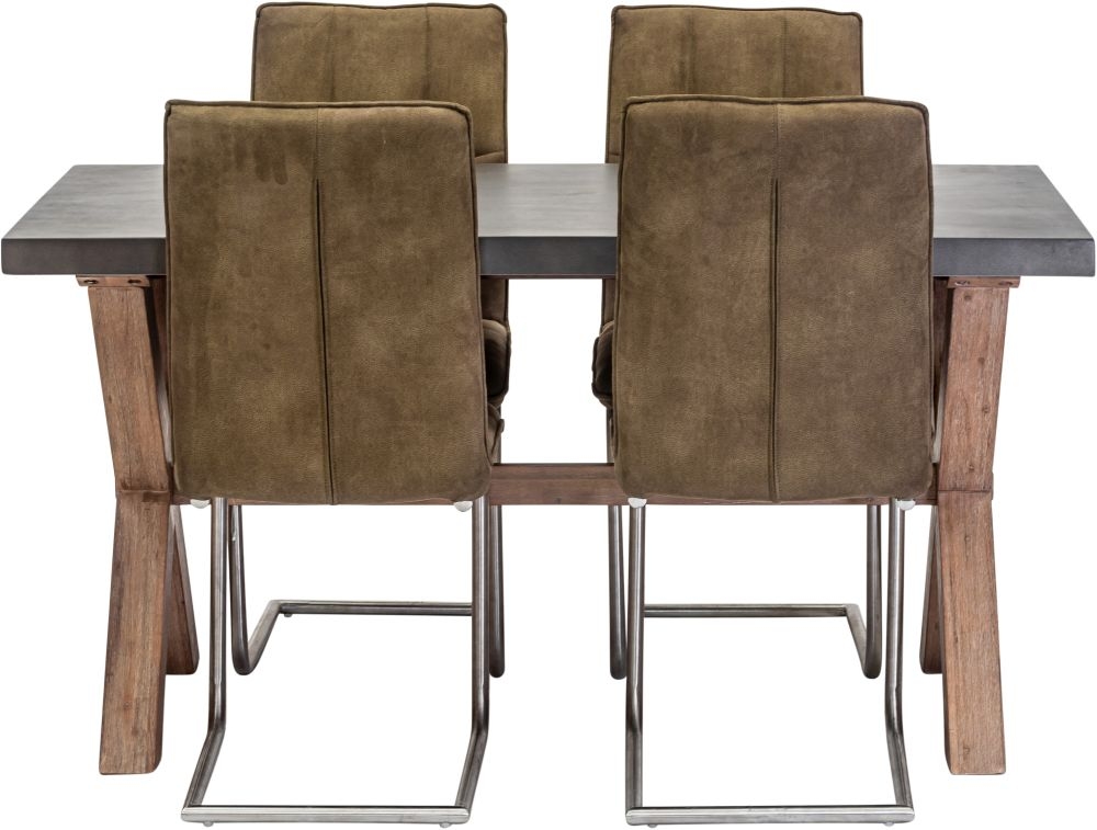 Pimlico Acacia Wood and Concrete Top 150cm X Leg Dining Table - 6 Seater