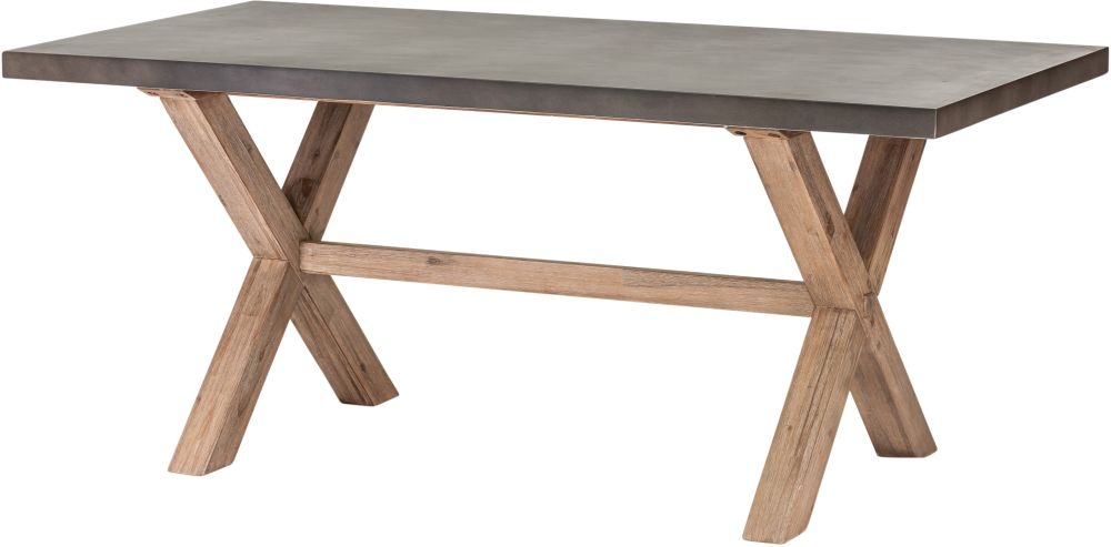 Pimlico Acacia Wood and Concrete Top 180cm X Leg Dining Table - 6 Seater