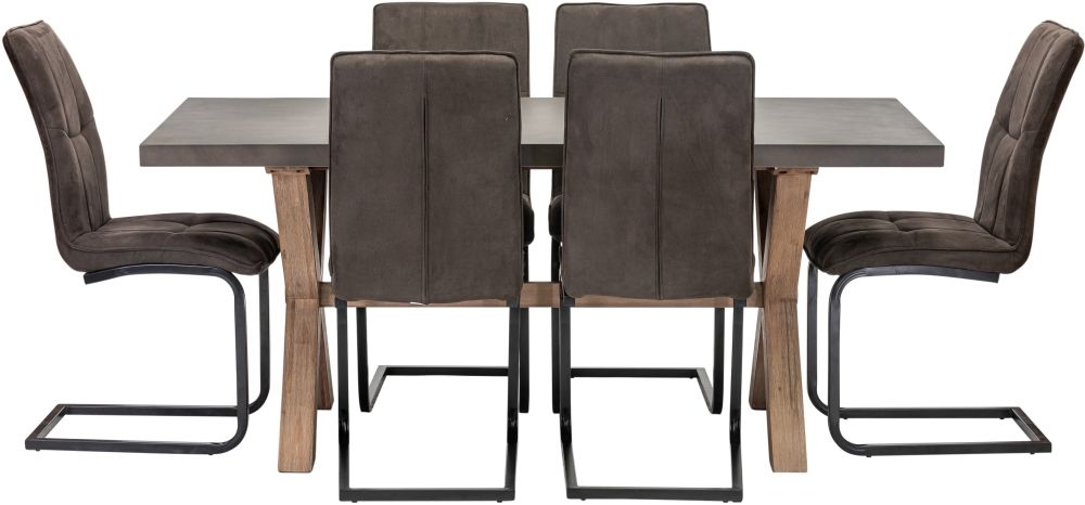 Pimlico Acacia Wood and Concrete Top 180cm X Leg Dining Table - 6 Seater