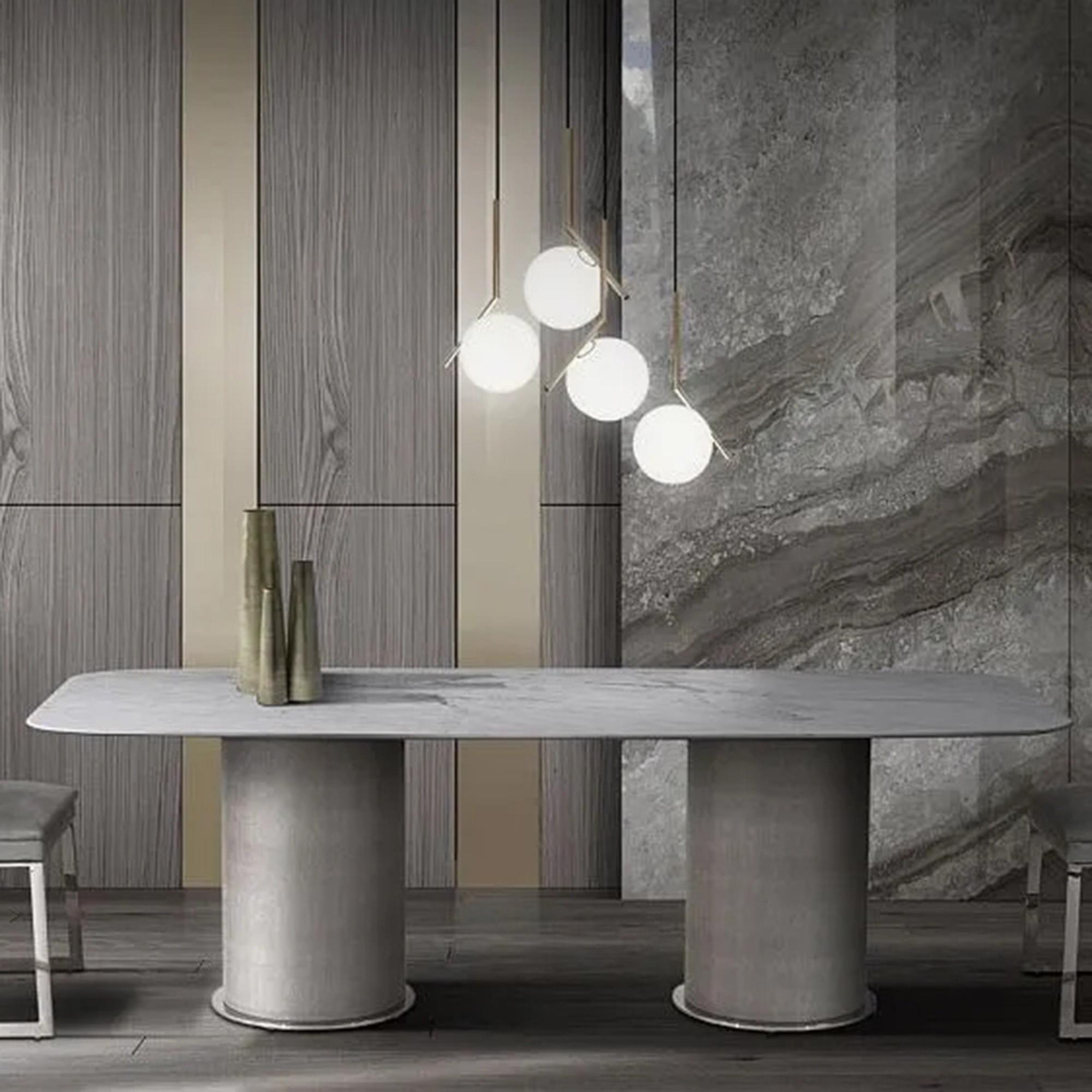 Prestige Dining Table - Marble with Pedestal Base - Variation Available