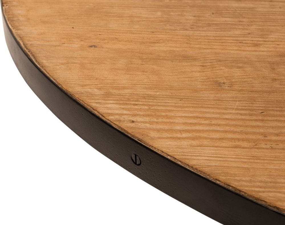Revival Reclaimed Pine and Black Metal Flute Base Large Oval Dining Table - 6 Seater