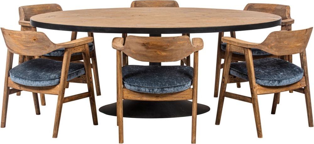 Revival Reclaimed Pine and Black Metal Flute Base Large Oval Dining Table - 6 Seater