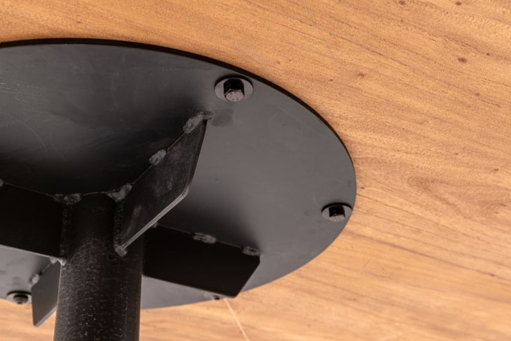 Revival Reclaimed Pine and Black Metal Flute Base Round Dining Table - 4 Seater