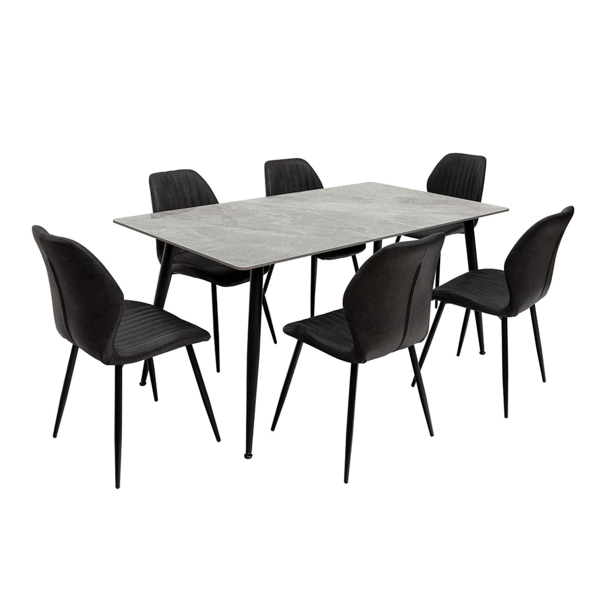 Riga Dining Table - 6 Seater - 160cm - Italy Grey Sintered Stone