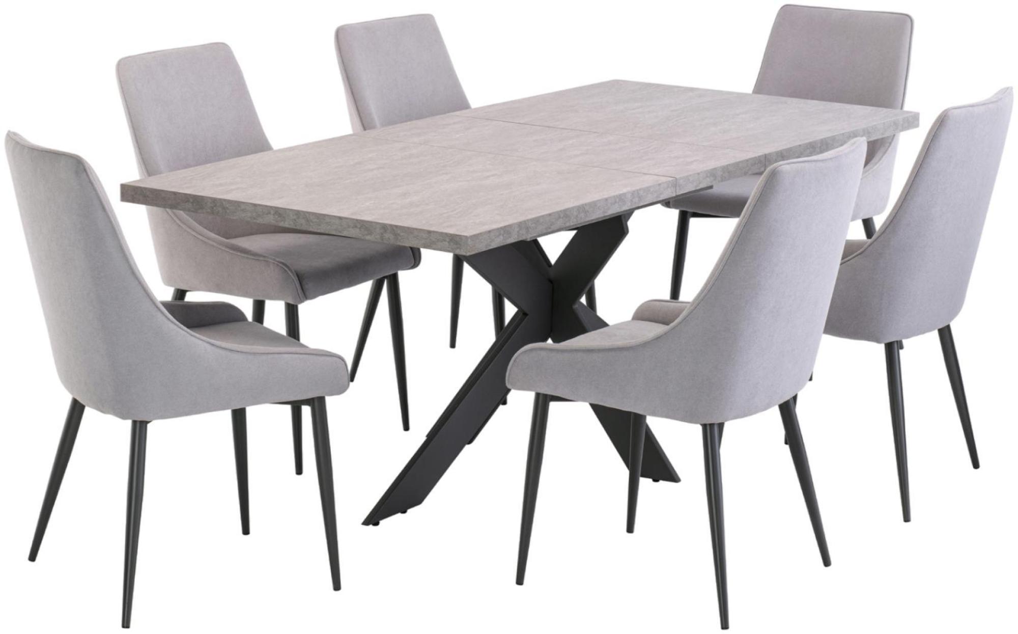Rimini Extending Dining Table - 6-8 Seater - 160cm-200cm - Spider Legs - Rhine Light Grey