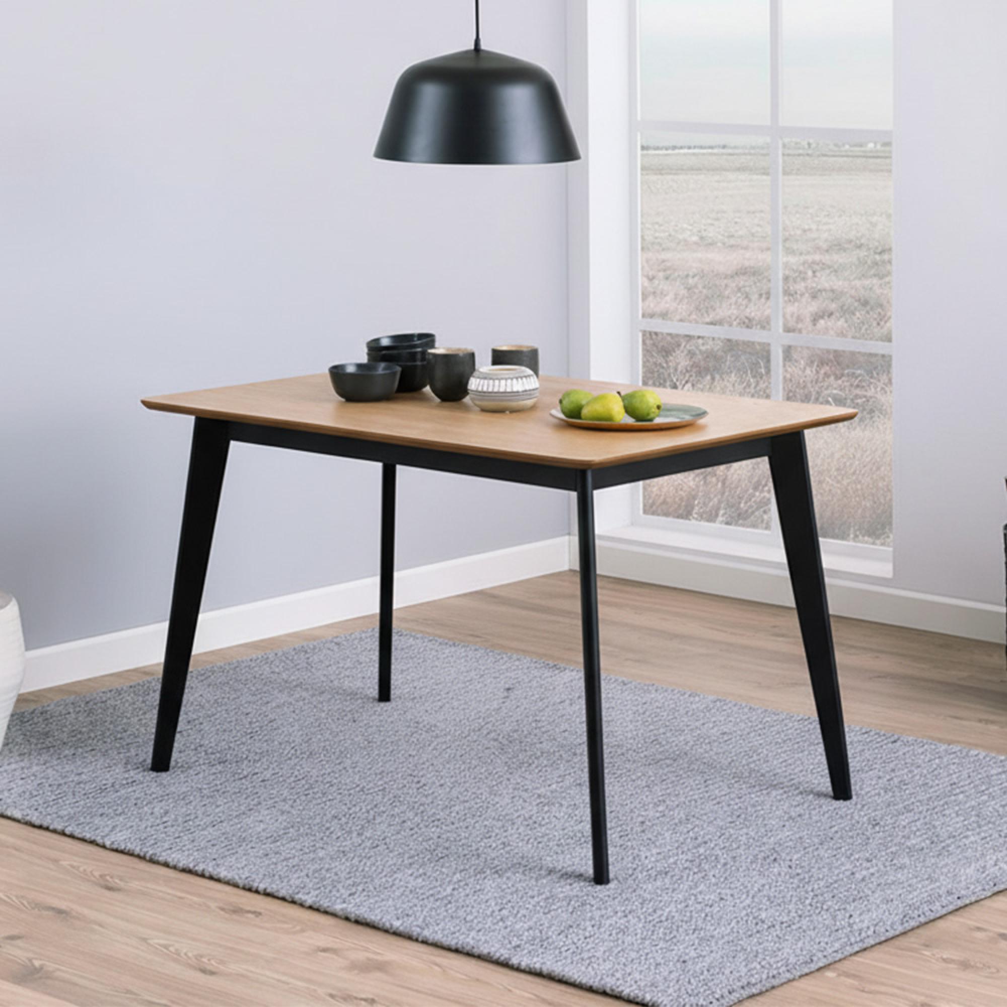 Roxby Round Dining Table - 4 Seater - 120cm - Oak and Black
